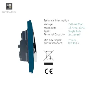 Trendiswitch MIDNIGHT BLUE 1 Gang 13 Amp Switched Socket