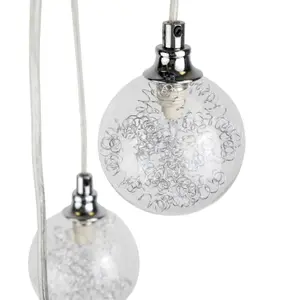 First Choice Lighting Pair of Chrome 5 Light Cluster Fitting with Glass Globe Shades