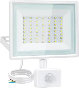 Aigostar Security Lights Outdoor Motion Sensor, 50W PIR Floodlight, 4300 Lumens IP65 Waterproof 6500K Cool White