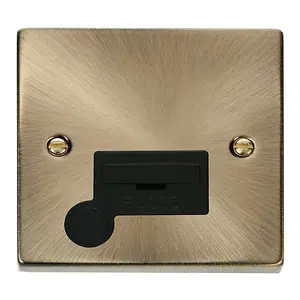 Antique Brass 13A Fused Connection Unit With Flex - Black Trim - SE Home