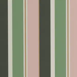 Green White Pink Wallpaper Botanique Stripes Metallic Gold Textured Retro Vinyl