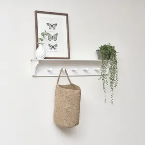 Melody Maison White Wall Shelf with Hooks