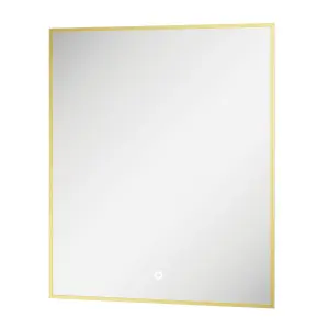 Rio Brushed Gold  Framed Backlit LED Bathroom Mirror with Dual Light (W)50cm (H)72cm