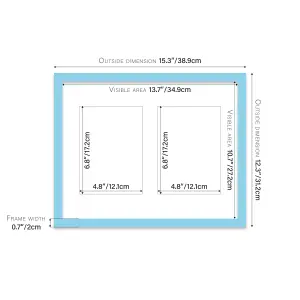 14x11 Inch 2 Opening Photo Collage Frame, Display Two 7x5 Inch Photos, Multi Aperture Family Picture Frame, Light Blue