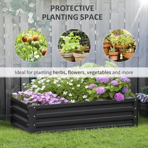 Outsunny Raised Garden Bed Elevated Planter Box for Flowers Grey