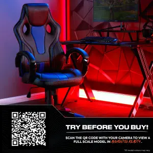 X-Rocker Maverick PC Office Gaming Chair, Mid-Back Support Ergonomic Computer Desk Chair, Faux Leather - BLACK / BLUE