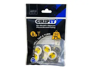 Gripit Yellow Plasterboard Fixings 15mm (Pack 8)