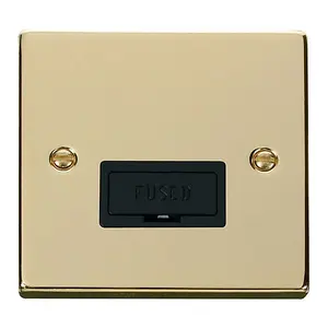 Polished Brass 13A Fused Connection Unit - Black Trim - SE Home