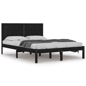 Berkfield Bed Frame Black Solid Wood Pine 200x200 cm