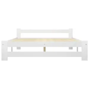 Berkfield Bed Frame White Solid Pine Wood 140x200 cm