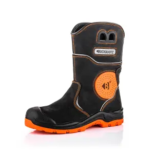 BuckBootz BVIZ5 BuckViz Waterproof Rigger Safety Work Boots Black/Orange (Sizes 6-13)