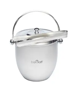 BarCraft Stainless Steel Ice Bucket with Lid and Tongs