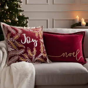 Paoletti Winter Joy Embroidered Polyester Filled Cushion