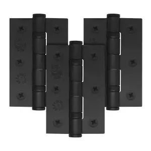 AFIT Matt Black Door Hinges - 3 Inch / 76mm  Internal Fire Door Hinges - 1.5 Pairs