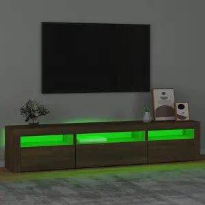 Berkfield TV Cabinet with LED Lights Brown Oak 195x35x40 cm