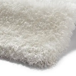 Ivory Plain Shaggy Handmade Modern Easy to clean Rug for Bed Room Living Room and Dining Room-200cm X 290cm