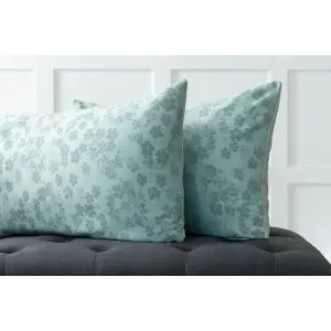 Belledorm Flora Jacquard Duvet Cover Set Duck Egg Blue (Superking)