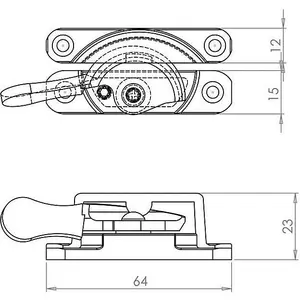 EAI Narrow Fitch Pattern Sash Window Fastener - 63mm - Polished Chrome