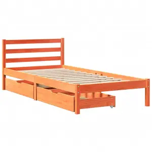 Berkfield Bed Frame without Mattress Wax Brown 100x200 cm Solid Wood Pine