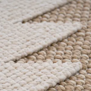 Natural Beige Geometric Textured 3D Pile Living Area Rug 120x170cm