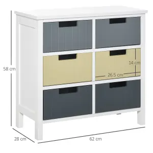 HOMCOM Simple Chest of 6 Drawers Storage Cabinet for Dining & Living Room