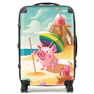 Piglet On A Beach Holiday Suitcase - Medium