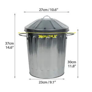 Simpa 15L Vintage Metal Bin - Galvanised