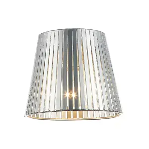 Industrial Retro Matte Silver Light Shade with Flat Metal Strips 18cm Diameter