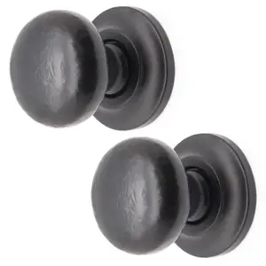 Round Cupboard Knob - 32mm - Black Antique Iron - Pack of 2