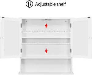 Yaheetech White Wall Mount Cabinet with Double Mirror Doors & Adjustable Shelf