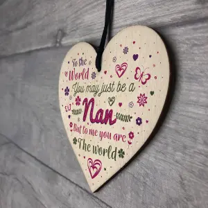 Red Ocean NAN Birthday Christmas Grandparent Gifts Handmade Wooden Hanging Heart Sign Thank YOU Keepsake Gift For NAN