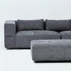 Aurora 4 Seater Sofa in Mikah Ashen with Ottoman