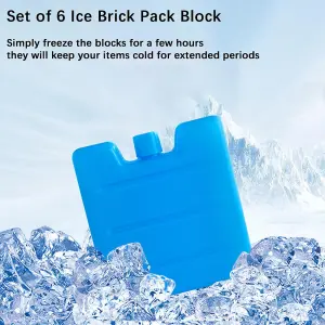 6 Pack Freezer Blocks Mini Ice Brick Pack Cool Box Reusable Travel Picnic Camp