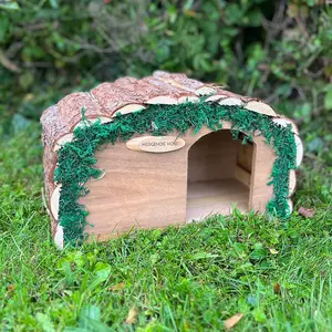 Wooden Hedgehog House Hogitat With Bark Roof (Set of 2)