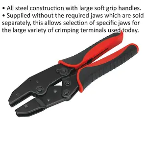 Ratchet Crimping Tool Without Jaws - Steel Construction - Soft Grip Handles