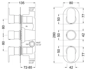 Current Concealed Round Triple Valve with Multi Function Slide Rail Kit, Arm & Head Shower Bundle - Chrome - Balterley