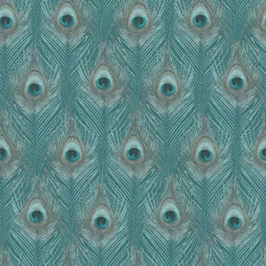 Galerie Organic Textures Turquoise Peacock Feather Textured Wallpaper