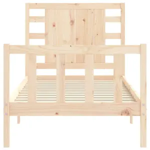 Berkfield Bed Frame with Headboard Small Single Solid Wood