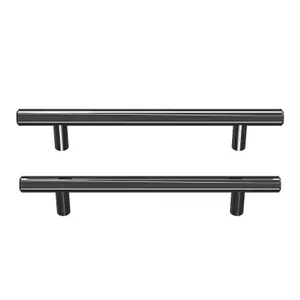 GoodHome Annatto Satin Titanium effect Kitchen cabinets Bar Pull Handle (L)18.8cm (D)32mm, Pack of 2