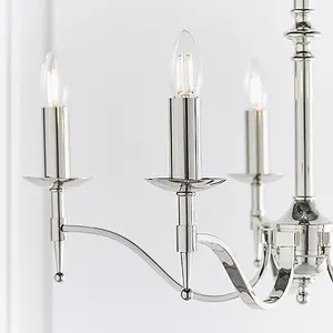 Luminosa Stanford 5 Light Multi Arm Ceiling Pendant Chandelier Polished Nickel, E14