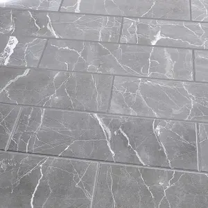 Elegance Grey Marble effect Ceramic Indoor Tile, Pack of 7, (L)600mm (W)200mm