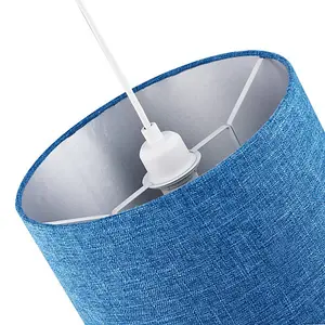 Contemporary and Sleek 12 Inch Midnight Blue Linen Drum Lamp Shade 60w Maximum