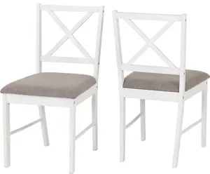 Balfour Dining Set Table and 4 Chairs in White and Oak Effect with Grey Fabric