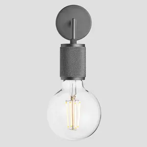 Industville Knurled Edison Wall Light, Pewter