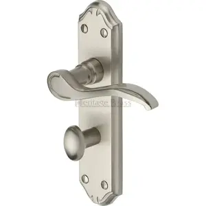 Heritage Door Handle for Bathroom Verona Small Design (Set of 2) Satin Nickel