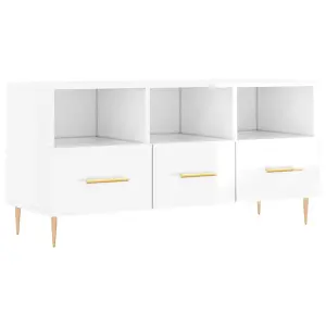 Berkfield TV Cabinet High Gloss White 102x36x50 cm Engineered Wood