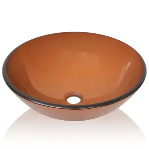 Berkfield Basin Tempered Glass 42 cm Brown