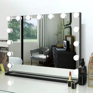 Metal Flat LED Floor Mirror Black