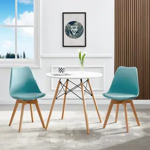 Nero Upholstered Dining Chair (Set of 2) Light Blue / Oak