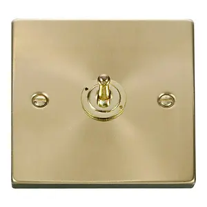 Satin / Brushed Brass 1 Gang 2 Way 10AX Toggle Light Switch - SE Home